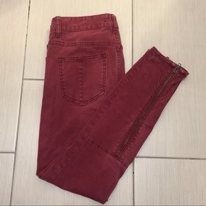 FP Suede Finish Zip Skinny Pants